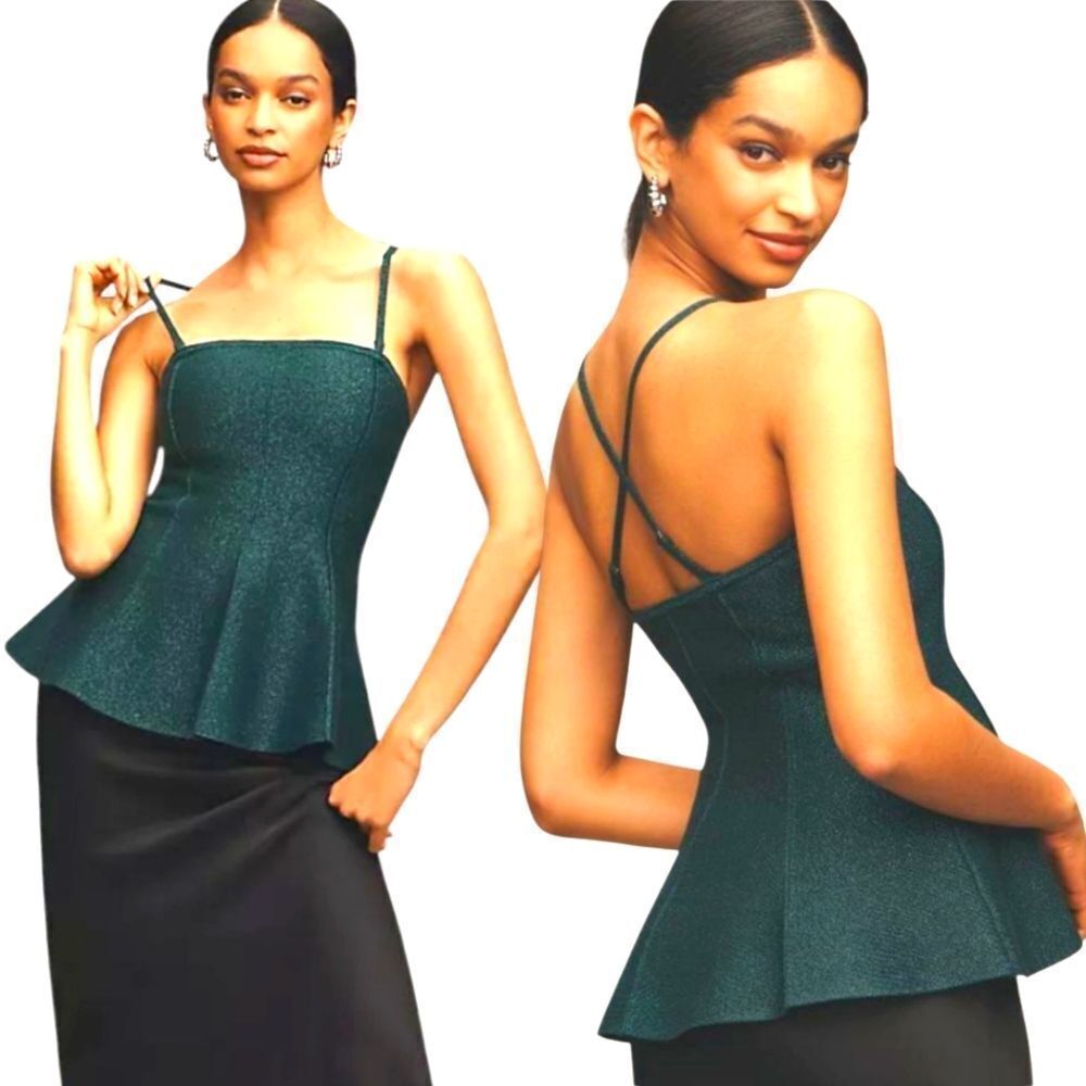 NWT Anthropologie Pilcro Emerald Green Sparkly Knit Tank Top M